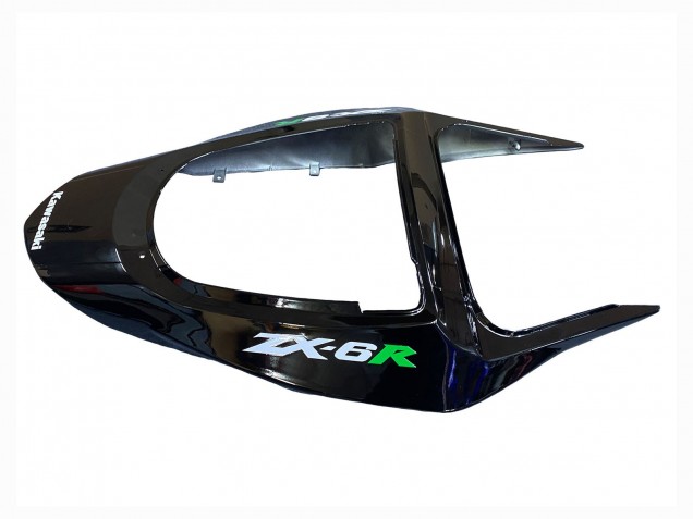 2003-2004 Glossy Black Green Flame Kawasaki ZX6R Motorcycle Fairings