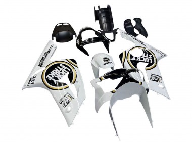 2003-2004 White Black Motul Lucky Strike Kawasaki ZX6R Motorcycle Fairings