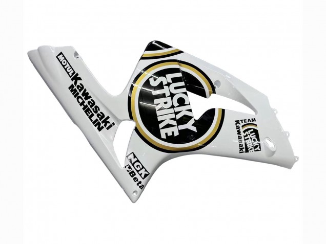 2003-2004 White Black Motul Lucky Strike Kawasaki ZX6R Motorcycle Fairings