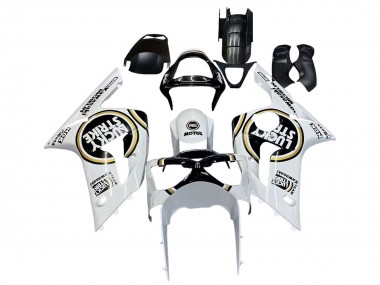 2003-2004 White Black Motul Lucky Strike Kawasaki ZX6R Motorcycle Fairings