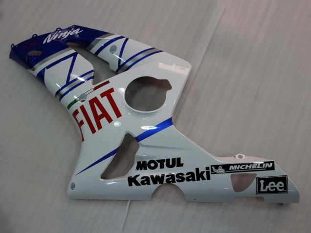 2003-2004 White Blue Red Fiat Kawasaki ZX6R Motorcycle Fairings