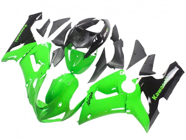 2005-2006 Green Black Ninja Kawasaki ZX6R Motorcycle Fairings
