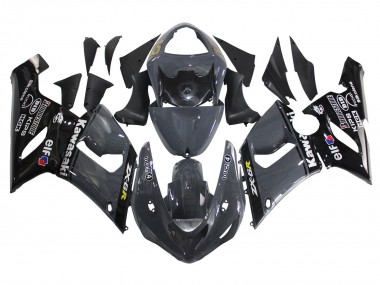 2005-2006 Dark Grey Black Kawasaki ZX6R Motorcycle Fairings