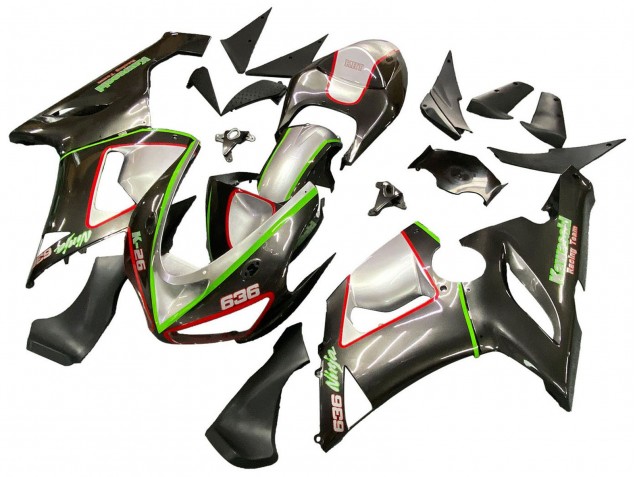 2005-2006 Black Silver Green Red K-26 Kawasaki ZX6R Motorcycle Fairings