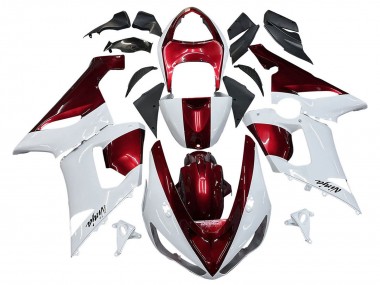 2005-2006 White Red Kawasaki ZX6R Motorcycle Fairings