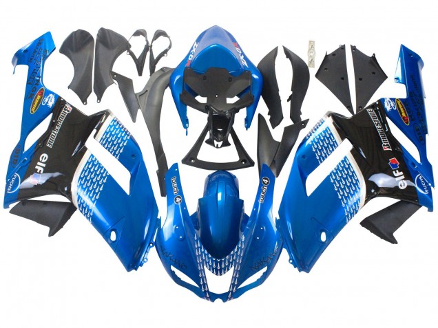 2007-2008 Black Blue Elf Kawasaki ZX6R Motorcycle Fairings