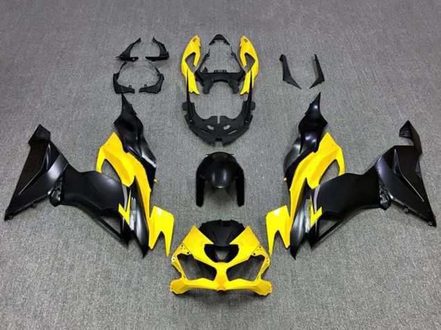 2019-2022 Yellow Matte Black Kawasaki ZX6R Motorcycle Fairings