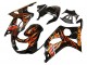 2000-2002 Glossy Black Orange Flame Suzuki GSXR1000 Motorcycle Fairings