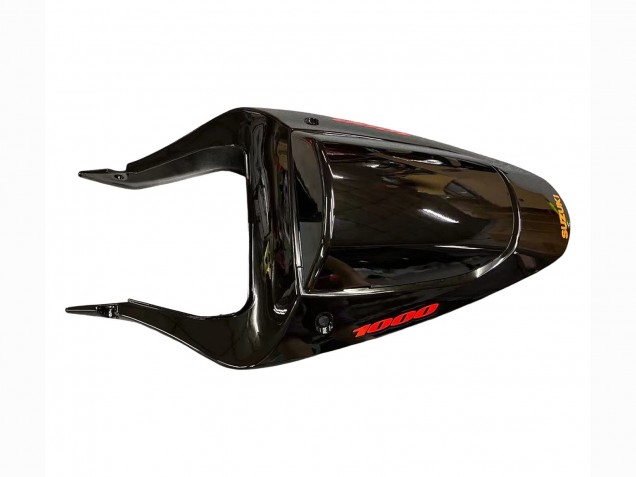 2000-2002 Glossy Black Orange Flame Suzuki GSXR1000 Motorcycle Fairings