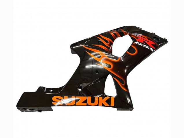 2000-2002 Glossy Black Orange Flame Suzuki GSXR1000 Motorcycle Fairings
