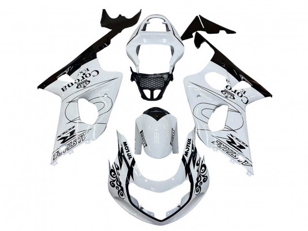 2000-2002 White Black Motul Corona Suzuki GSXR1000 Motorcycle Fairings