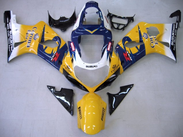 2000-2002 Yellow Dark Blue White Motul Corona Suzuki GSXR1000 Motorcycle Fairings