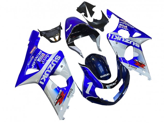2000-2002 Blue White Silver Castrol Dunlop Suzuki GSXR1000 Motorcycle Fairings