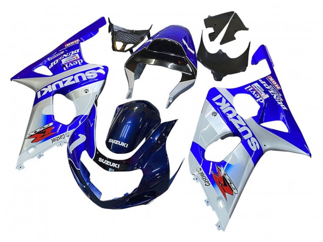 2000-2002 Blue White Silver Castrol Dunlop Suzuki GSXR1000 Motorcycle Fairings