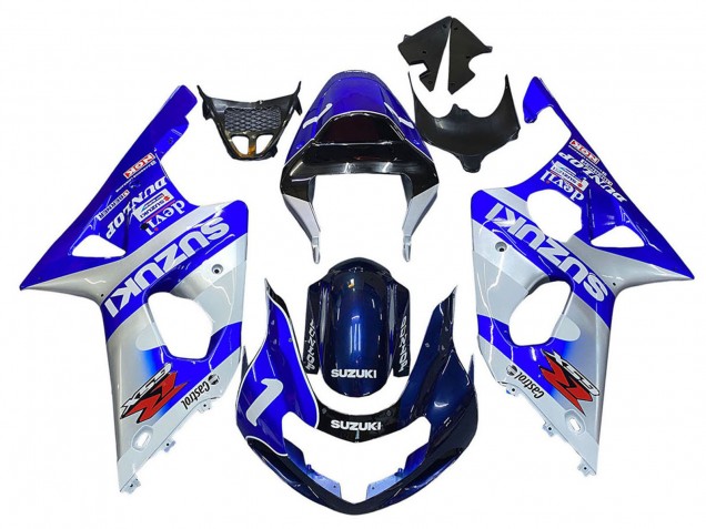 2000-2002 Blue White Silver Castrol Dunlop Suzuki GSXR1000 Motorcycle Fairings