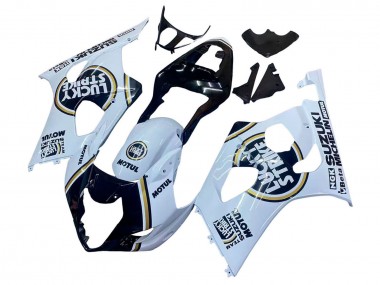 2003-2004 White Black Gold Motul Lucky Strike Suzuki GSXR 1000 Motorcycle Fairings