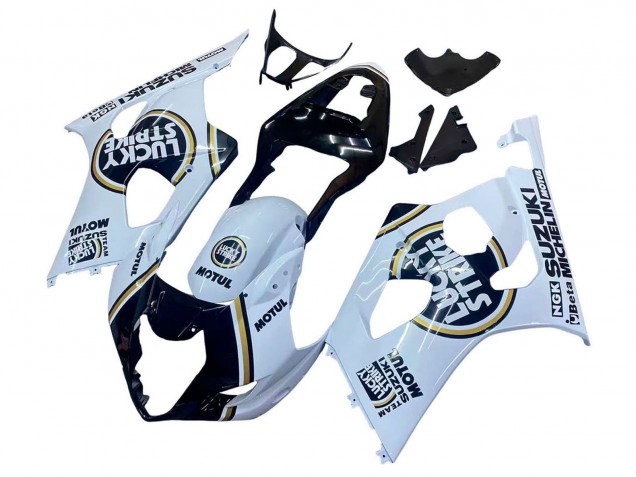 2003-2004 White Black Gold Motul Lucky Strike Suzuki GSXR 1000 Motorcycle Fairings