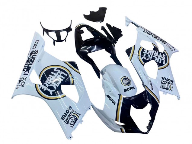 2003-2004 White Black Gold Motul Lucky Strike Suzuki GSXR 1000 Motorcycle Fairings