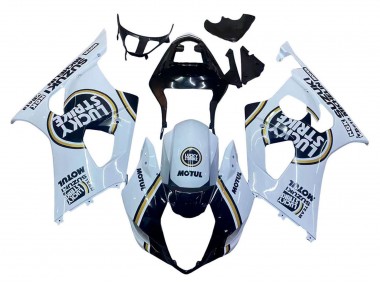 2003-2004 White Black Gold Motul Lucky Strike Suzuki GSXR 1000 Motorcycle Fairings
