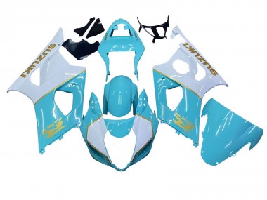 2003-2004 White Light Blue Gold Suzuki GSXR 1000 Motorcycle Fairings