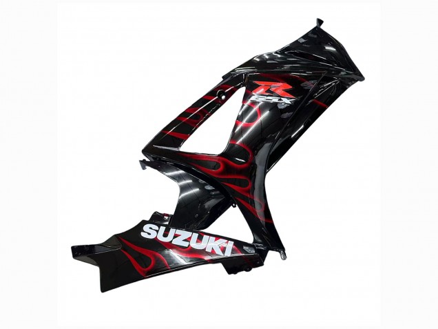2007-2008 Black Red Flame Suzuki GSXR 1000 Motorcycle Fairings