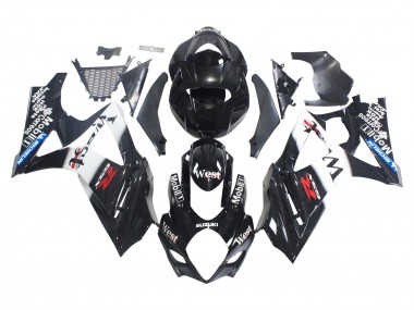2007-2008 Glossy Black White West Suzuki GSXR 1000 Motorcycle Fairings