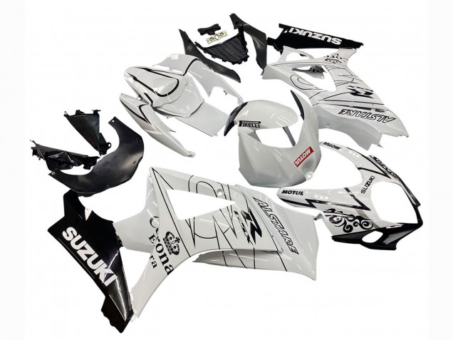 2007-2008 White Black Alstare Corona Motul Suzuki GSXR 1000 Motorcycle Fairings