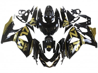 2009-2016 Glossy Black Gold Suzuki GSXR 1000 Motorcycle Fairings