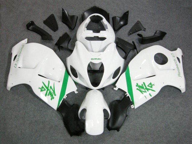 1996-2007 White Green Suzuki GSXR 1300 Hayabusa Motorcycle Fairings