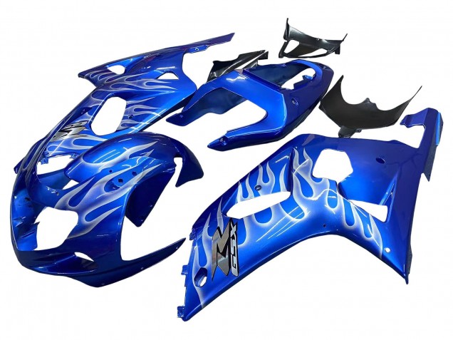 2001-2003 Blue with White Flame Suzuki GSXR 600 / GSXR 750 Motorcycle Fairings