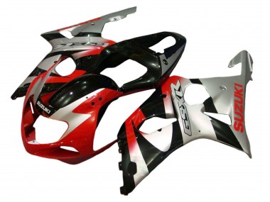 2001-2003 Silver Red Glossy Black Suzuki GSXR 600 / GSXR 750 Motorcycle Fairing Kits