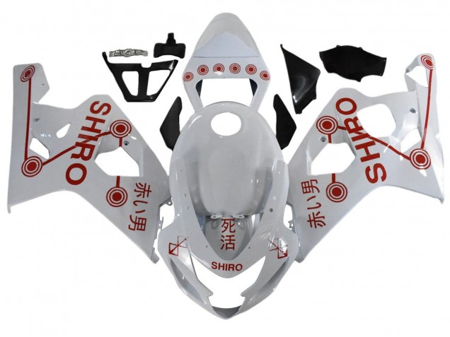 2001-2003 White Red Shiro Suzuki GSXR 600 / GSXR 750 Motorcycle Fairings