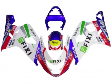 2004-2005 White Blue Red Yellow Green Fixi Suzuki GSXR 600 / GSXR 750 Motorcycle Fairings