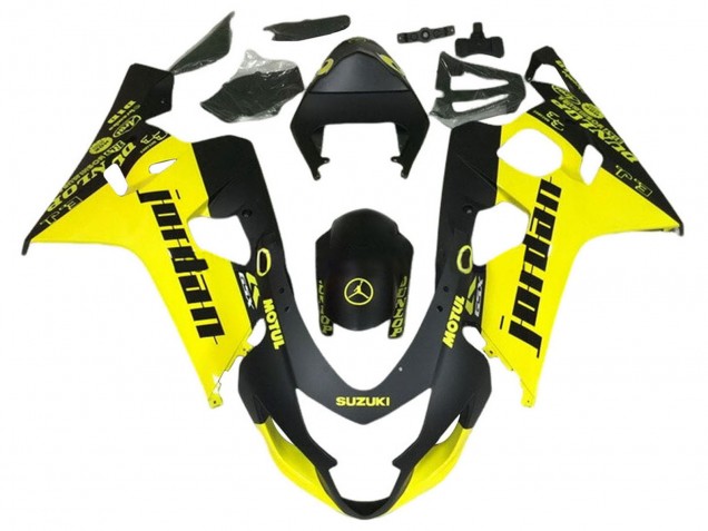 2004-2005 Black Yellow Jordan Suzuki GSXR 600 / GSXR 750 Motorcycle Fairings