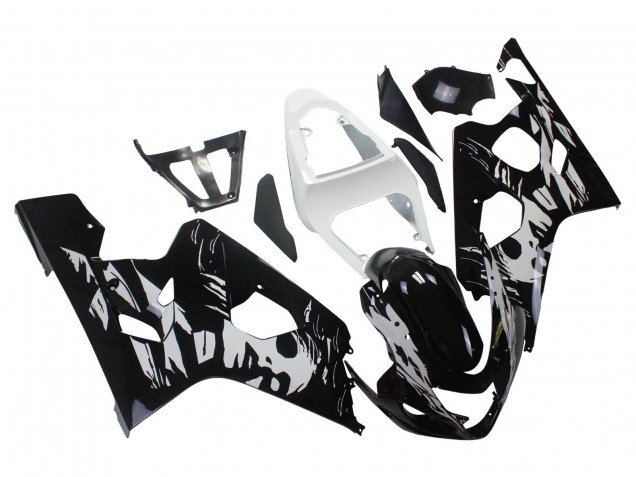 2004-2005 White Black Suzuki GSXR 600 / GSXR 750 Motorcycle Fairing