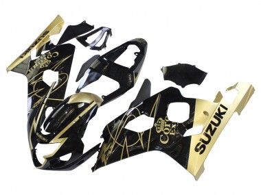 2004-2005 Glossy Black Gold Corona Suzuki GSXR 600 / GSXR 750 Motorcycle Fairings