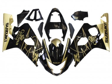 2004-2005 Glossy Black Gold Corona Suzuki GSXR 600 / GSXR 750 Motorcycle Fairings