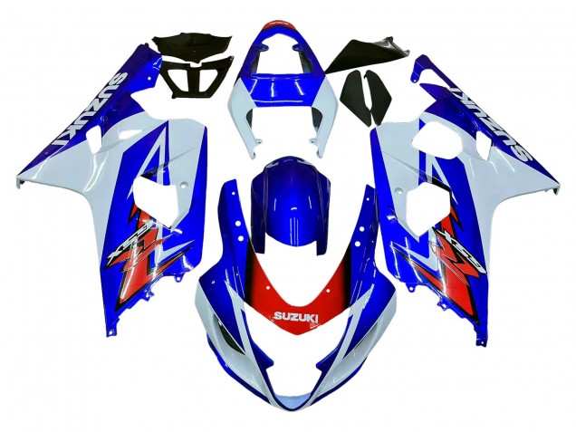 2004-2005 White Blue Red Suzuki GSXR 600 / GSXR 750 Motorcycle Fairing