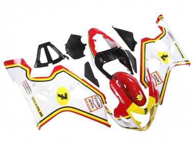 2004-2005 White Red Yellow Michelin Texaon Heron 7 Suzuki GSXR 600 / GSXR 750 Motorcycle Fairings