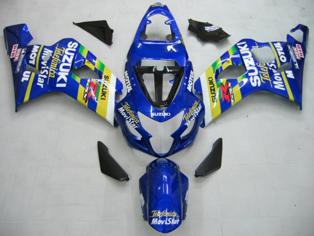 2004-2005 Blue White Yellow Green Telefumia Motul MoviStar Suzuki GSXR 600 / GSXR 750 Motorcycle Fairings