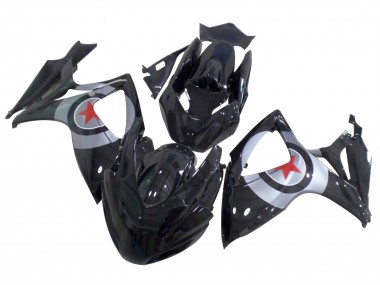 2004-2005 Glossy Black Silver Red Star Suzuki GSXR 600 / GSXR 750 Motorcycle Fairings