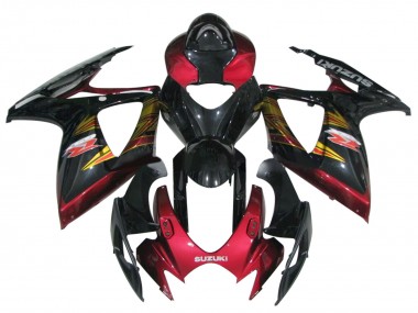 2006-2007 Glossy Black Red Gold Suzuki GSXR 600 / GSXR 750 Motorcycle Fairing