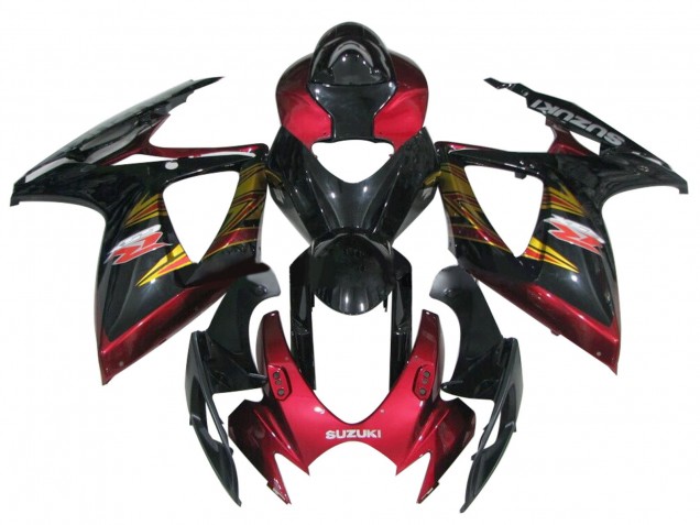 2006-2007 Glossy Black Red Gold Suzuki GSXR 600 / GSXR 750 Motorcycle Fairing