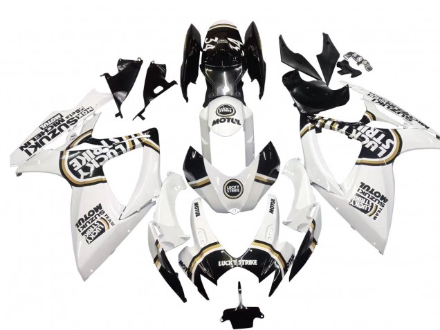 2006-2007 White Black Lucky Strike Motul Suzuki GSXR 600 / GSXR 750 Motorcycle Fairings