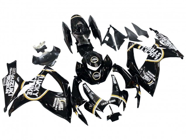 2006-2007 Glossy Black White Motul Lucky Strike Suzuki GSXR 600 / GSXR 750 Motorcycle Fairings