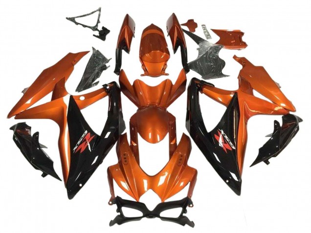 2008-2010 Orange Glossy Black Suzuki GSXR 600 / GSXR 750 Motorcycle Fairing