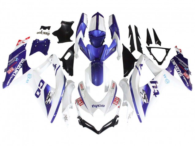 2008-2010 White Blue Black Tyco Suzuki GSXR 600 / GSXR 750 Motorcycle Fairings