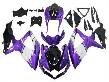 2008-2010 Purple White Glossy Black Suzuki GSXR 600 / GSXR 750 Motorcycle Fairings