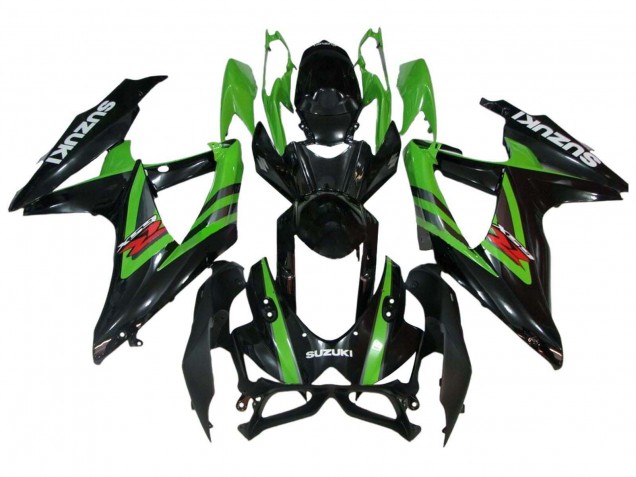 2008-2010 Green Glossy Black Suzuki GSXR 600 / GSXR 750 Motorcycle Fairings