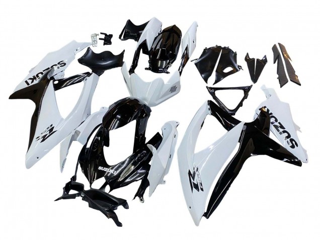 2008-2010 White Black Suzuki GSXR 600 / GSXR 750 Motorcycle Fairing